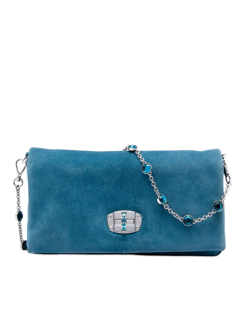 Miu Suede Crystal Chain Satchel #346650M56B